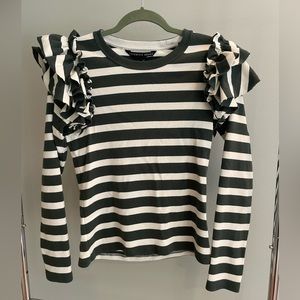 Veronica Beard Green Striped Sweater